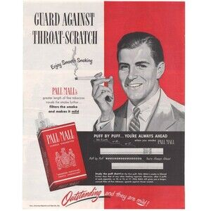 Vintage Original Pall Mall Magazine Advertisement Color 1950s Tobacciana